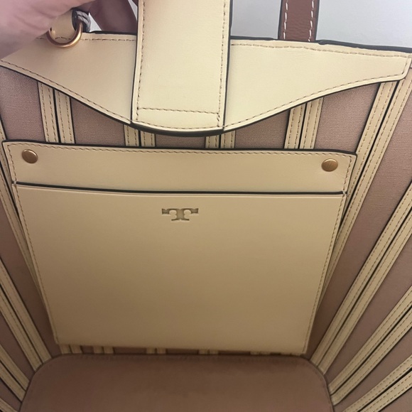 NWT Tory Burch McGraw Canvas Panel Carryall Bag -  Cornbread - Picture 7 of 11